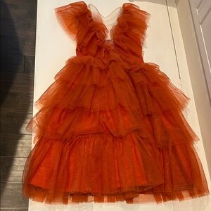 Ruffled Orange Tulle Dress